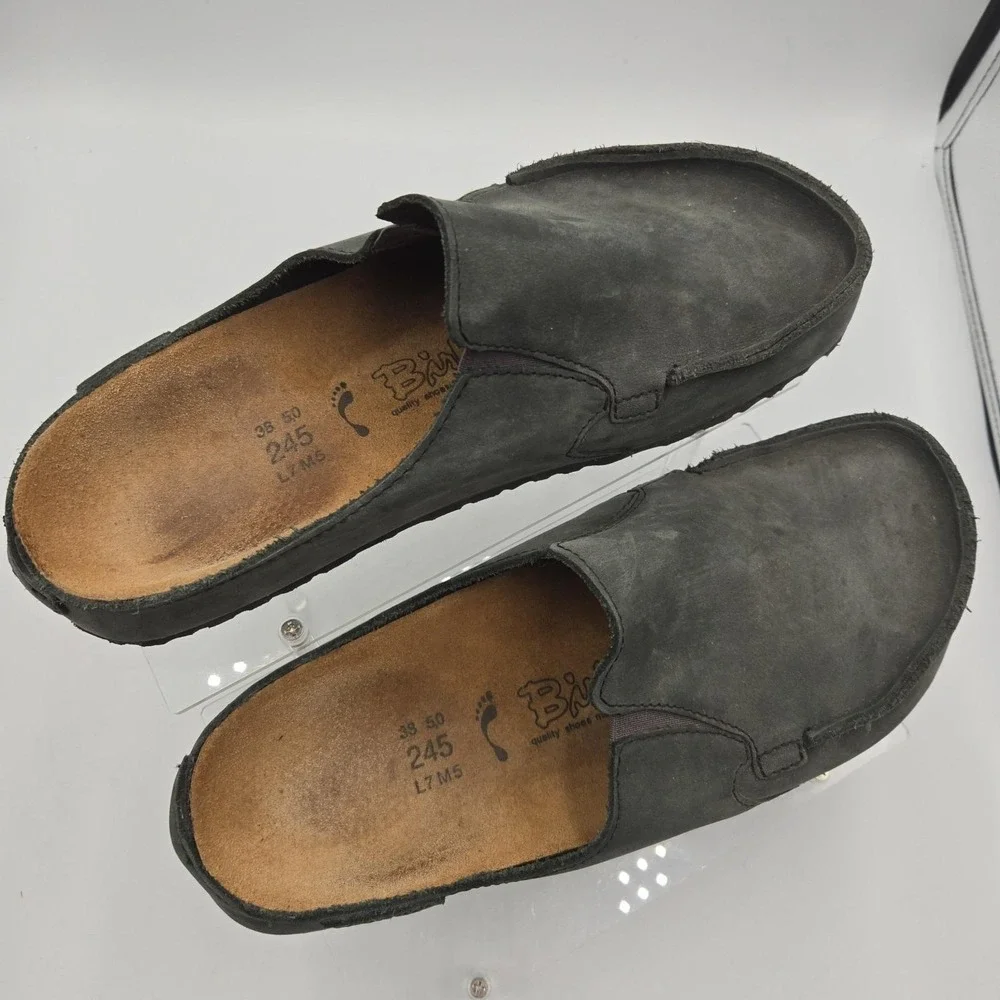Birki's Birkenstock Naples Suede Clogs 38 L7 M5 Slip On Comfort‎ Footbed Shoe